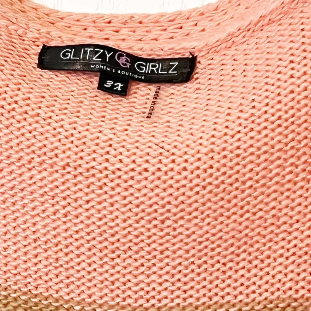 SOLD! [Glitzy Girlz] Neutral Stripe V-Neck Pullover Sweater - Picture 6 of 9